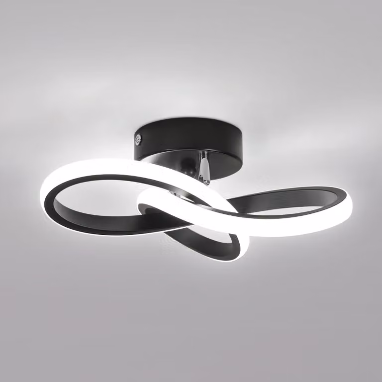 Lampada a soffitto LED Toolight, 22W, 2475 lumen, 6500K, colore nero, diametro 25cm, forma a trifoglio, ideale per corridoi – colore nero intenso