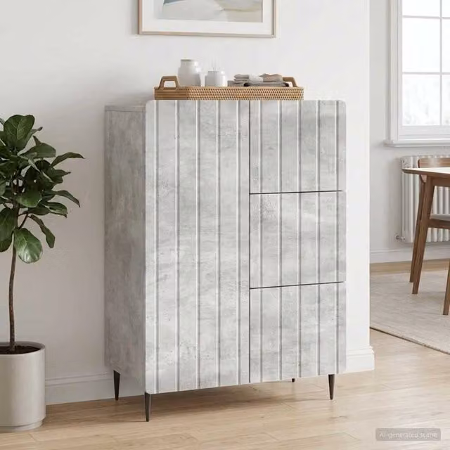 Credenza moderna vidaXL in MDF e metallo grigio L: 66 cm, P: 34,5 cm, H: 91,5 cm