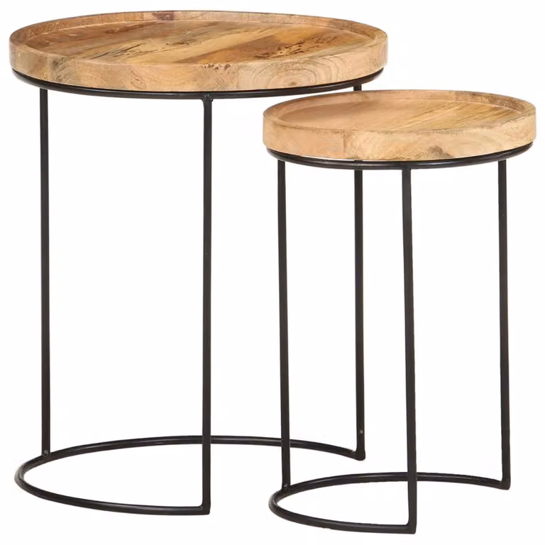 Maison Exclusive - Set di 2 tavolini in legno massello di mango e acciaio