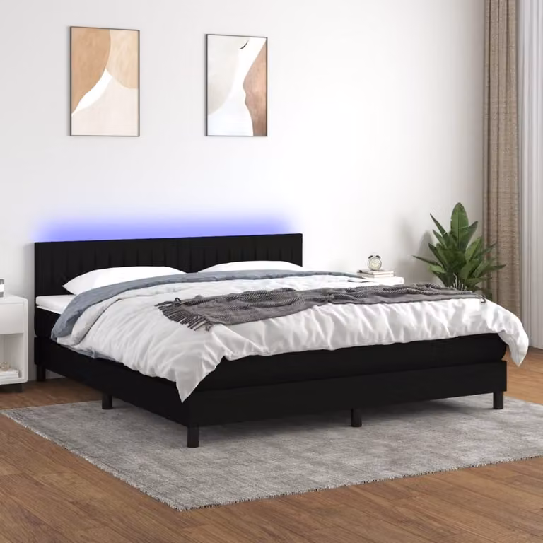 Maison Exclusive - Letto a Molle con Materasso e LED Nero 180x200cm in Tessuto