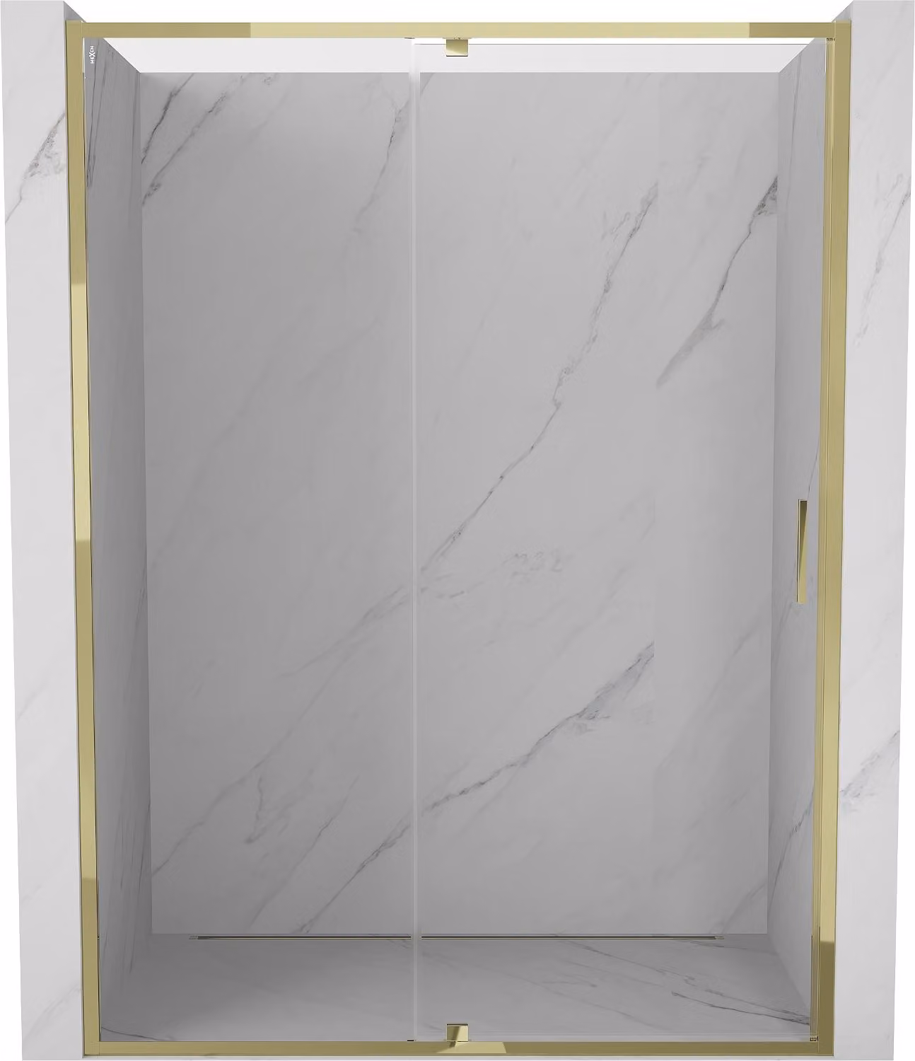 Mexen Exo porta doccia a battente 155 cm, trasparente, oro - 819-155-000-50-00