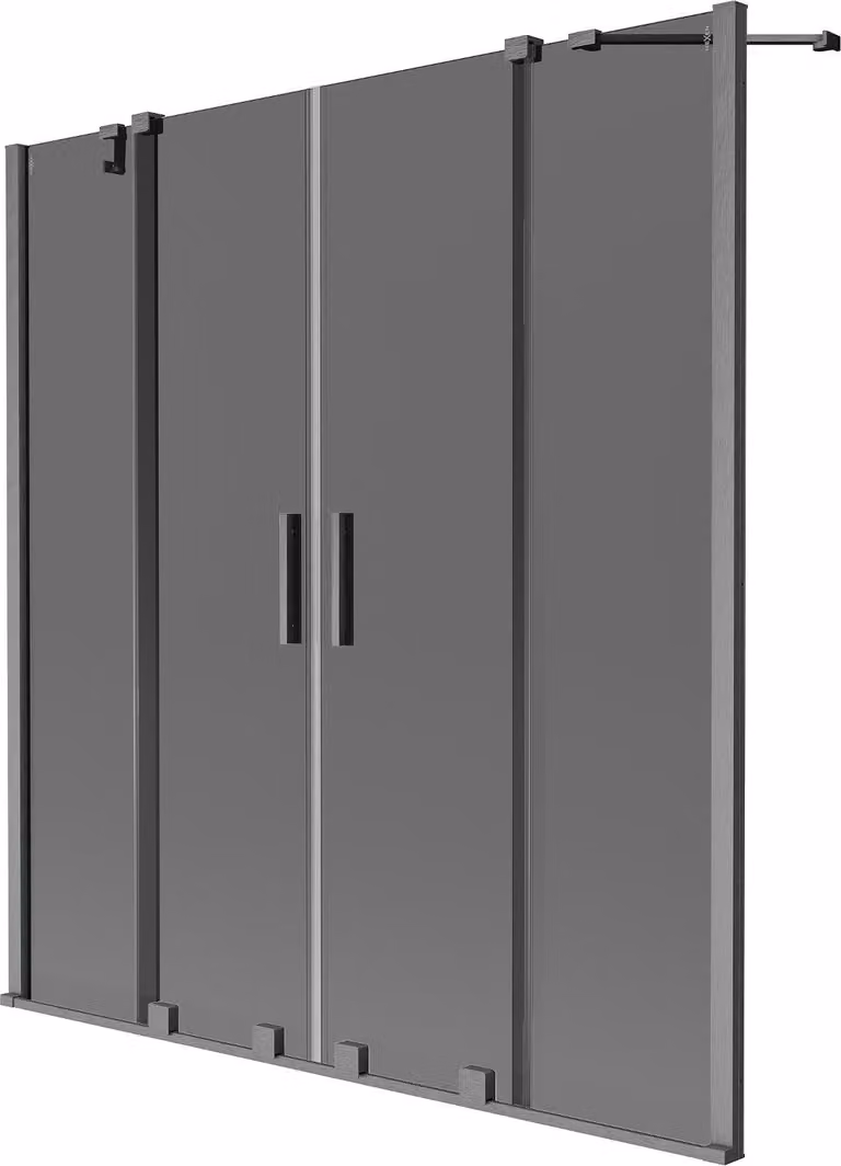 Mexen Velar Duo paravento per vasca 2 ante scorrevoli 140 x 150 cm, grafite, grigio canna di fucile spazzolato
