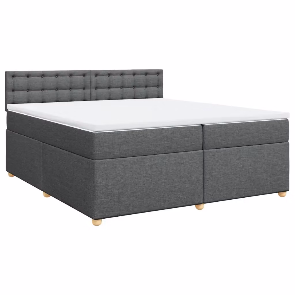 Letto Ibrido vidaXL con Giroletto a Molle e Materasso in Tessuto Grigio e Bianco L/P: 200 x 200 cm – 2