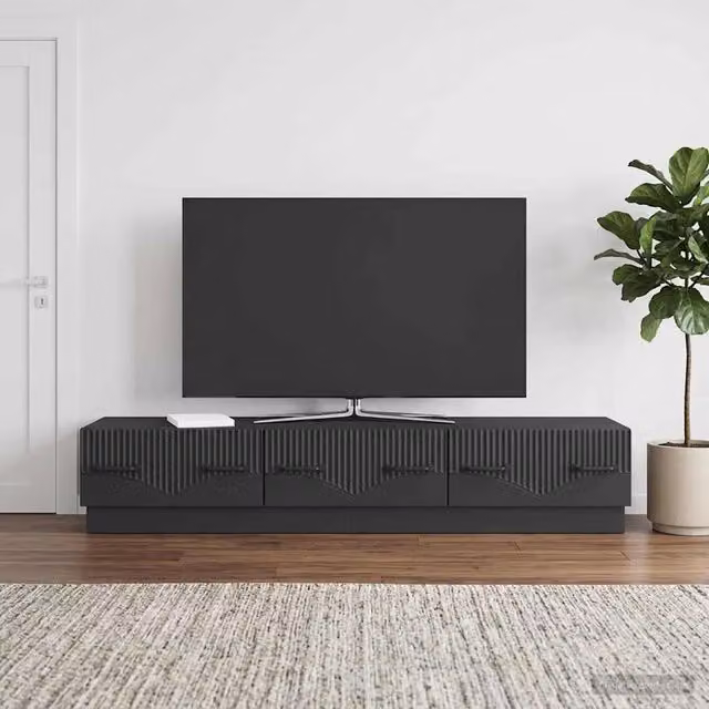 Mobile TV moderno vidaXL in MDF nero L 147 x P 34,5 x H 27 cm – 1