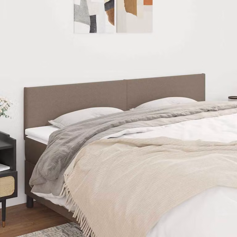Testiera per letto vidaXL in tessuto color tortora, L: 200 cm, P: 5 cm, H: 78-88 cm