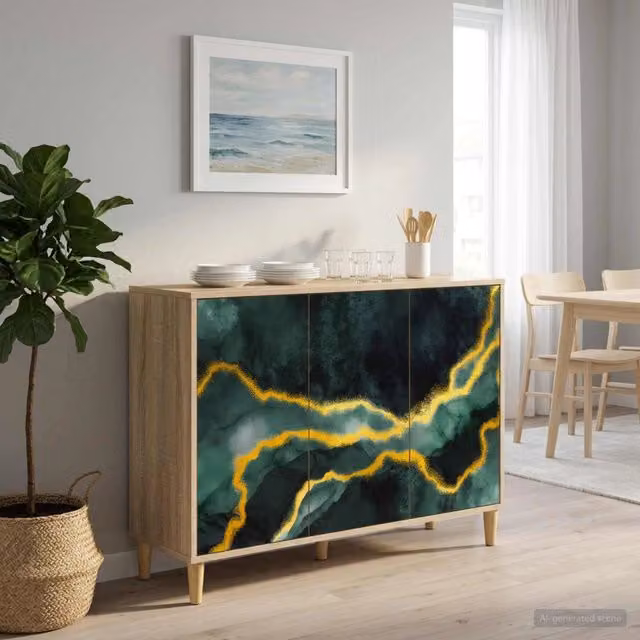 Credenza moderna WIJHE vidaXL in legno ingegnerizzato color Sonoma, L 102 x P 33 x H 75 cm – 1