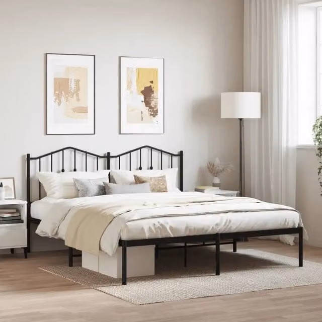 Letto con testiera in metallo nero vidaXL L/P: 180 x 200 cm