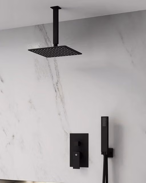 Set doccia da incasso Orion Nero Monomando rocicador a techo DUCHA.ES