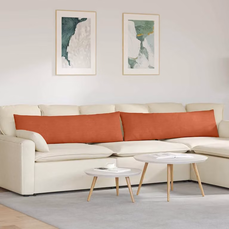 Set di 2 cuscini da divano vidaXL in velluto a coste, colore rosso arancio, L 145 cm x P 40 cm x H 40 cm