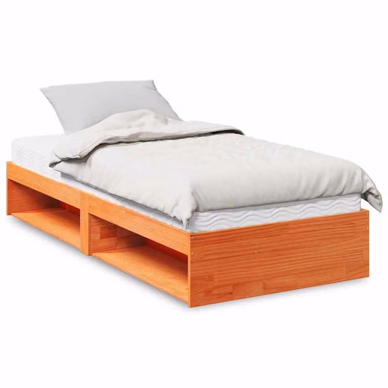 vidaXL Dormeuse in Legno di Pino con Materasso, Marrone Cera, L/P: 100 x 200 cm
