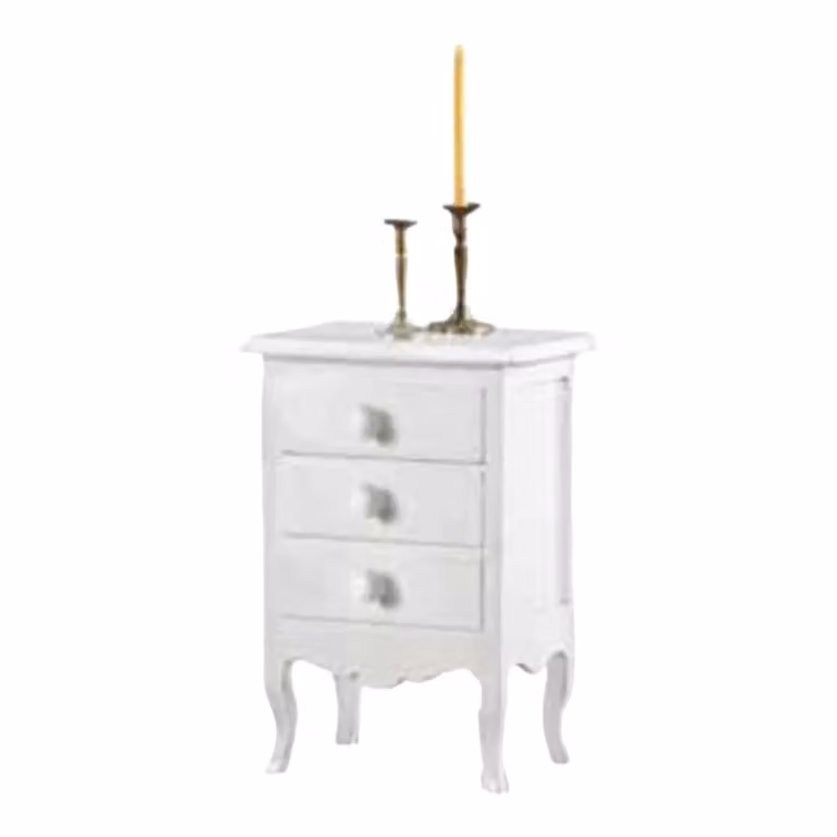 Comodino con 3 cassetti Mobili 2G laccato bianco opaco L: 43 cm, P: 32 cm, H: 64 cm