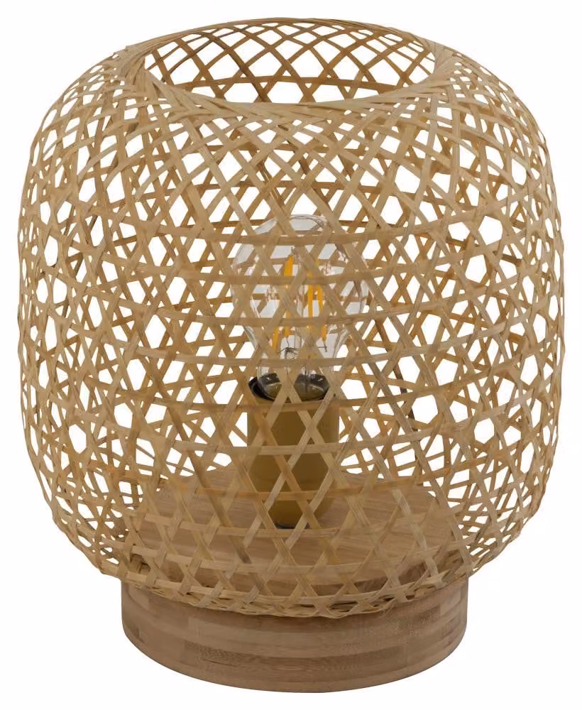 Lampada da tavolo, intreccio di bambù, materiale naturale, altezza 27 cm