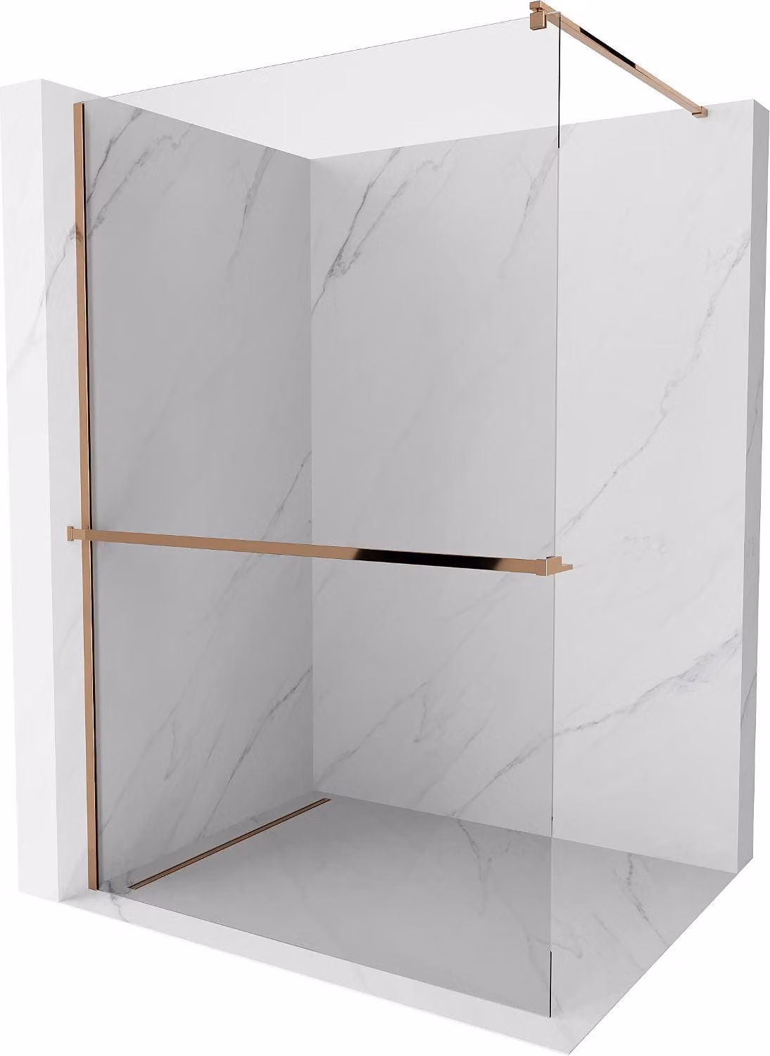 Mexen Kioto+ paratia doccia con mensola Walk-in 115 x 200 cm, trasparente, oro rosa - 800-115-121-60-00