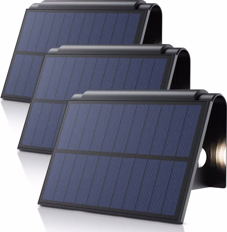 BEARWARE, lampada solare a LED per esterni, illuminazione solare da esterno, applique solare, set da 3 pezzi, 2 modalità, 2 livelli di luminosità, 3000K (luce bianca calda), grado di protezione IP54, batteria da 1800mAh