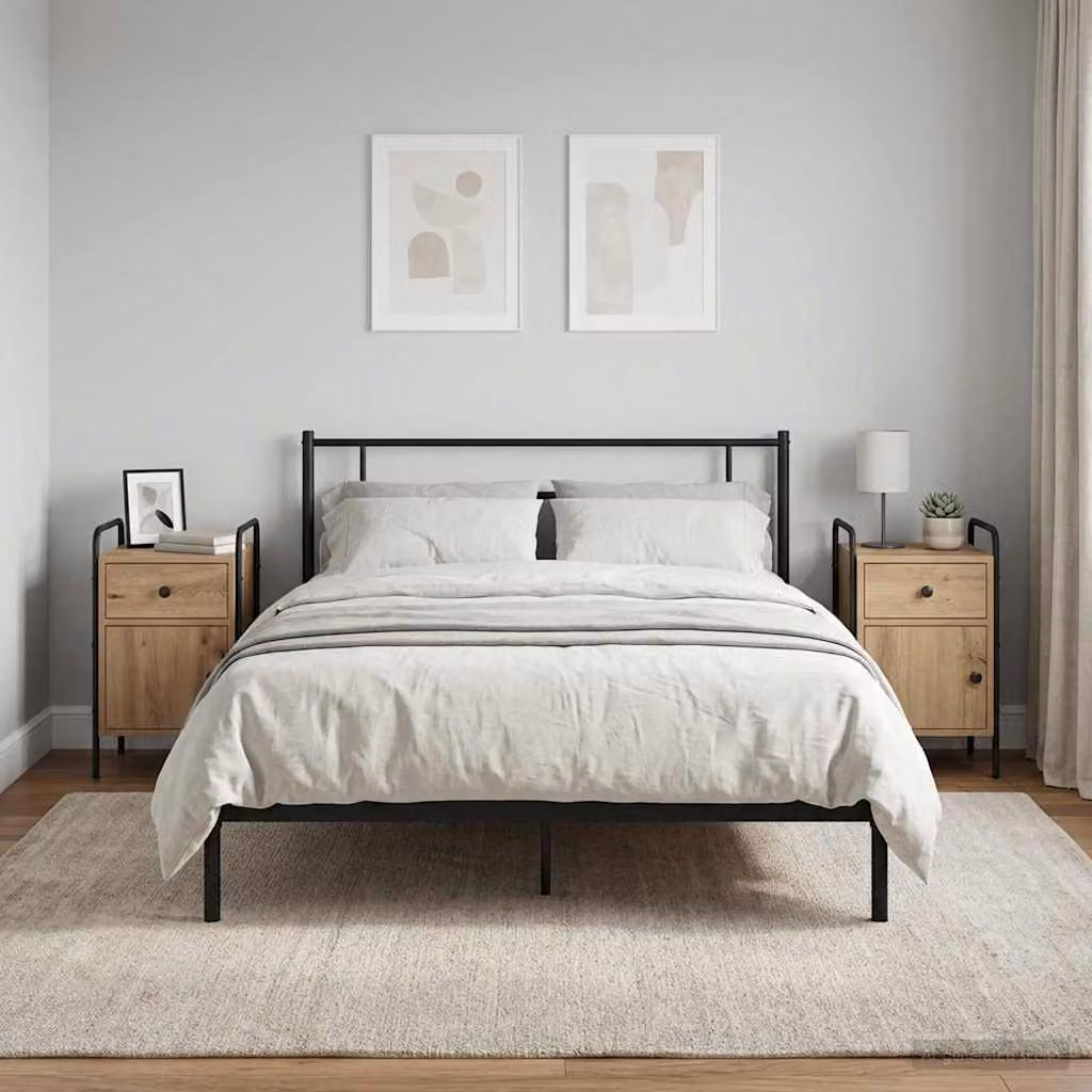 Set di 2 comodini vidaXL in stile industriale color rovere, L 35 cm x P 36,5 cm x H 61 cm