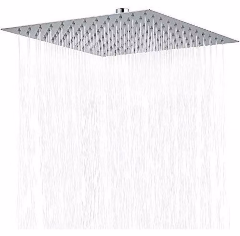 Doccia angolare, 25x25 cm, acciaio inossidabile, quadrata, cromata, alta pressione (10 pollici)