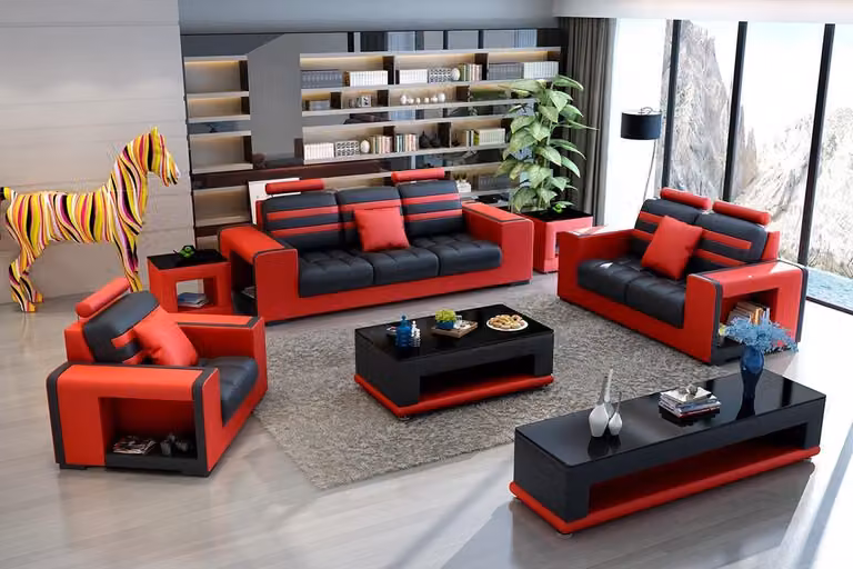 Sofagarnitur 3+2+1 Sitzer Wohnlandschaft Sofa Couch Polster Garnitur Sofas Leder