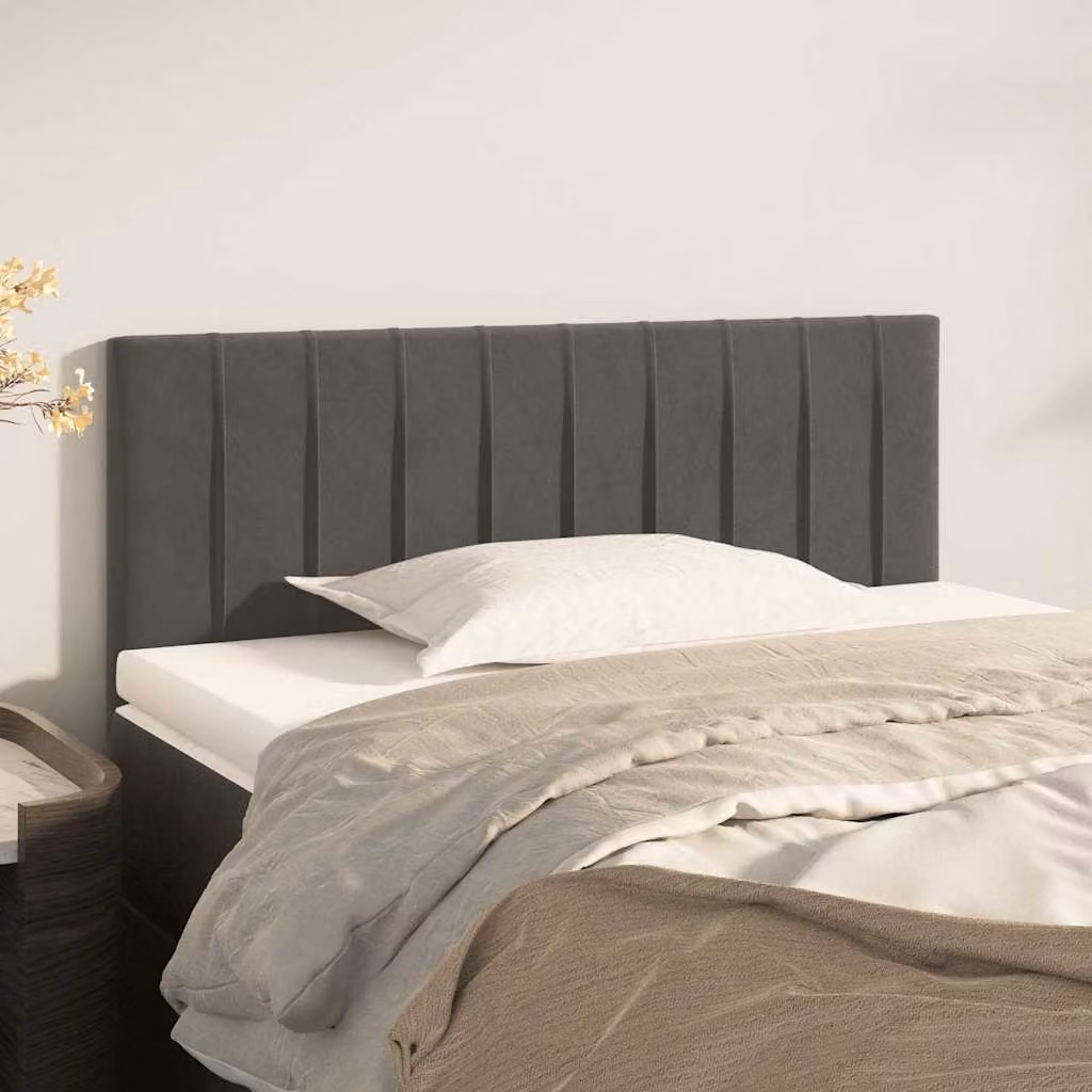 Testiera per letto vidaXL in velluto grigio scuro, L: 100 cm, P: 5 cm, H: 78-88 cm