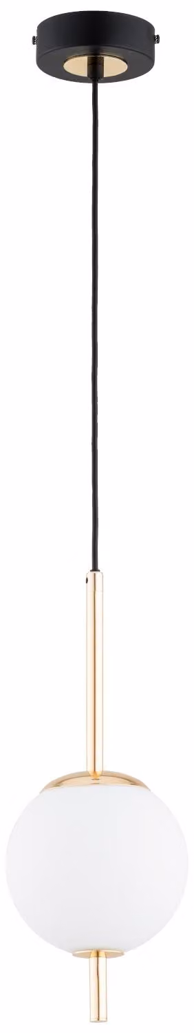 Lampada a sospensione a sfera bianca su asta DIORA nera 1xE14x10W metallo dim.: 85x15x15 cm IP20 Alfa