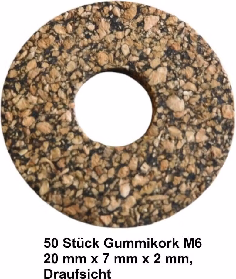 50 pezzi Sughero in gomma M6 20 mm x 7 mm x 2 mm