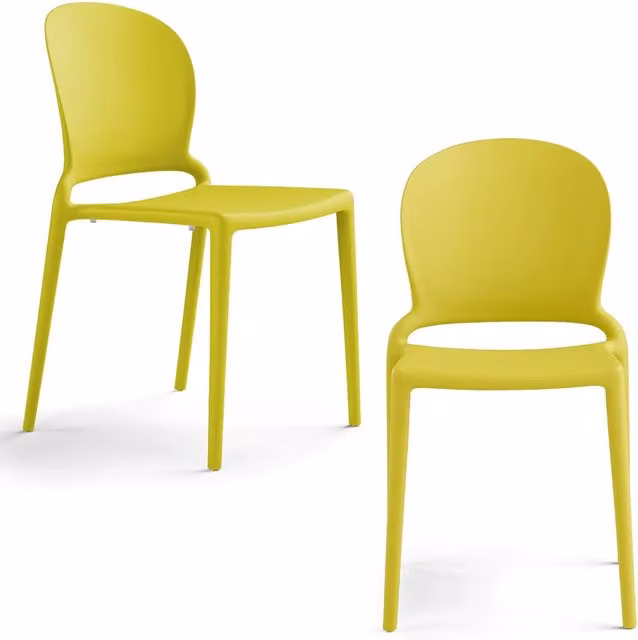 Set di 2 sedie JASMINE Redokasa in polipropilene impilabili, design moderno resistente ai raggi UV, colore Giallo