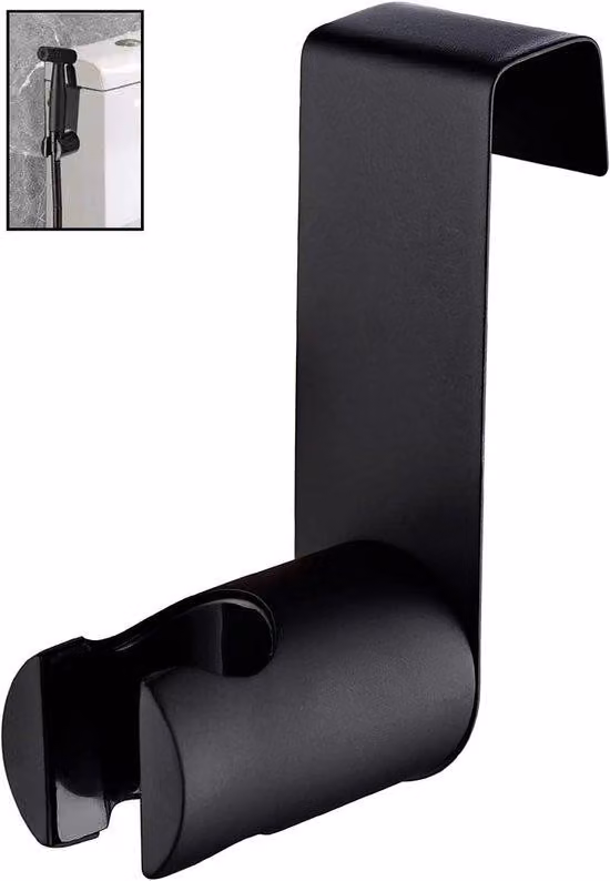 Porta-accessori da bagno - Supporto a parete per doccetta - Per il fissaggio di una doccetta - 8,2 x 5,3 x 2,5 cm - Per il fissaggio di una doccetta al lavandino - Nero