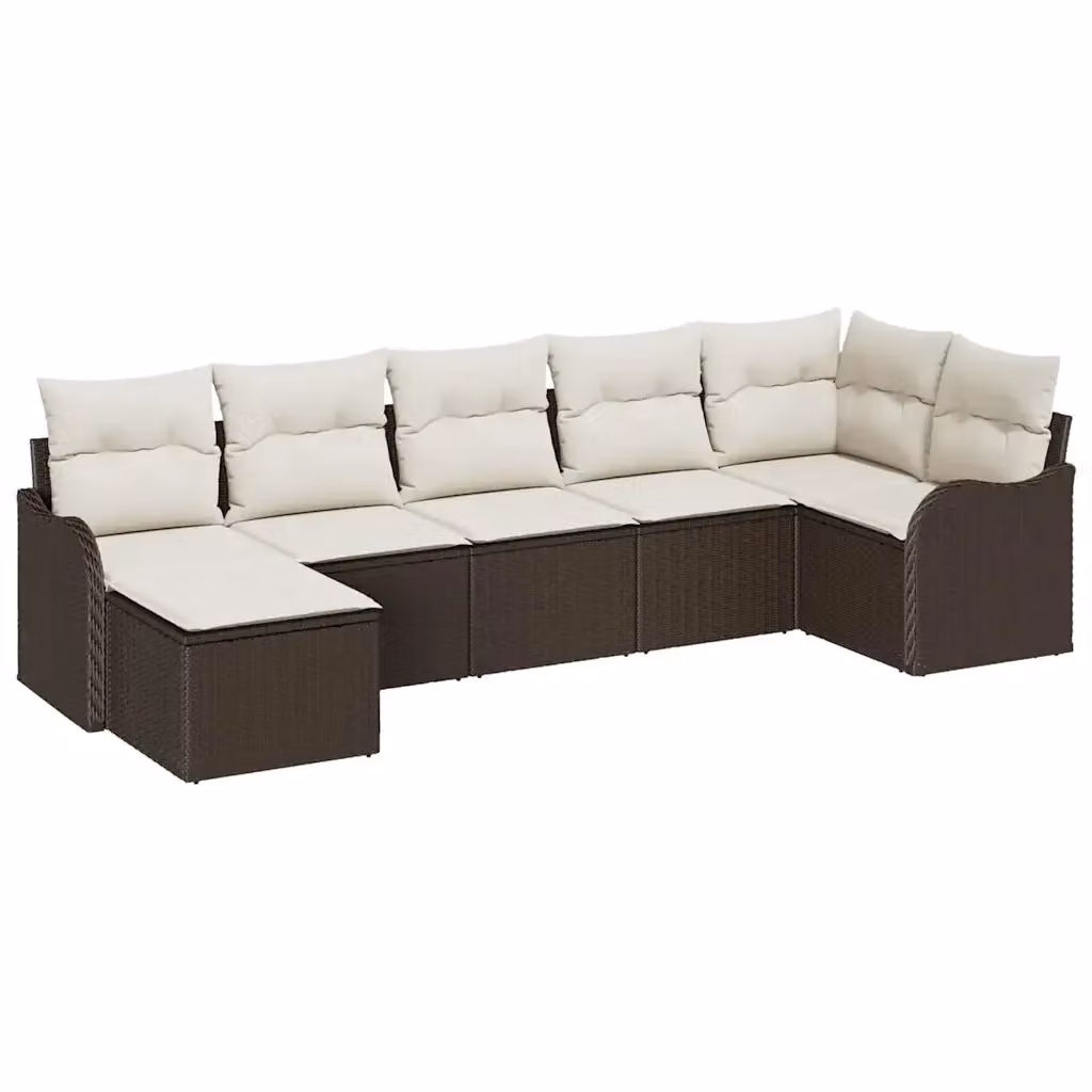 Set Divano da Giardino a L con Polyrattan e Cuscini vidaXL, Marrone – 2