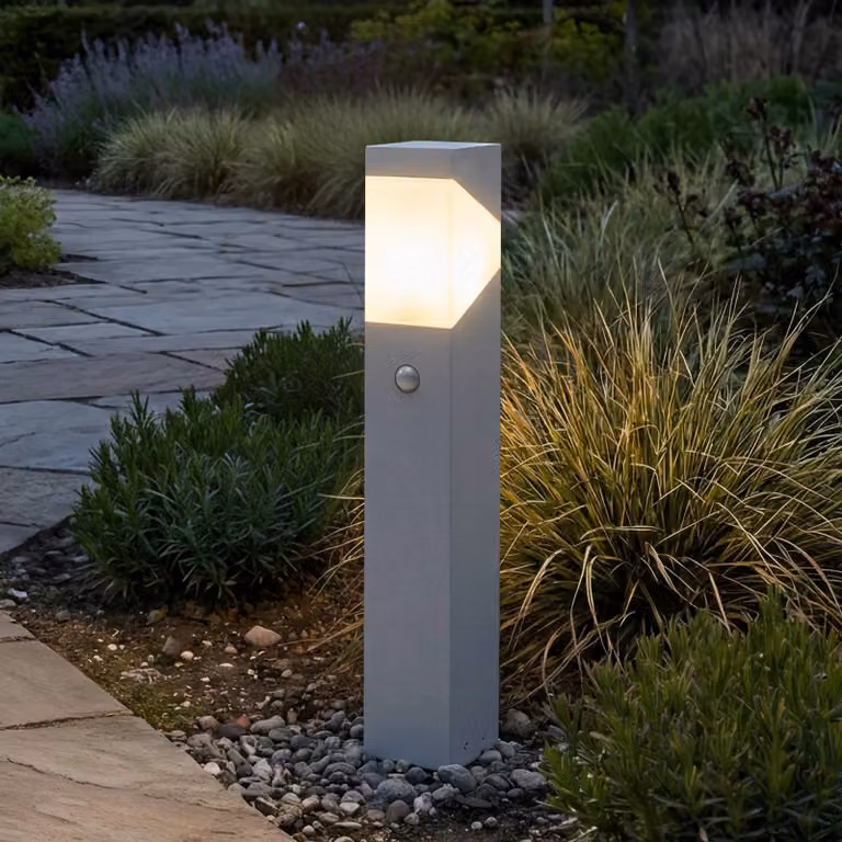 Lampioncino Lucande Kiran, 60 cm, sensore, grigio chiaro, IP44 Kiran Lucande, dimmerabile, Alluminio / Grigio / Zincato, Alluminio, Moderno