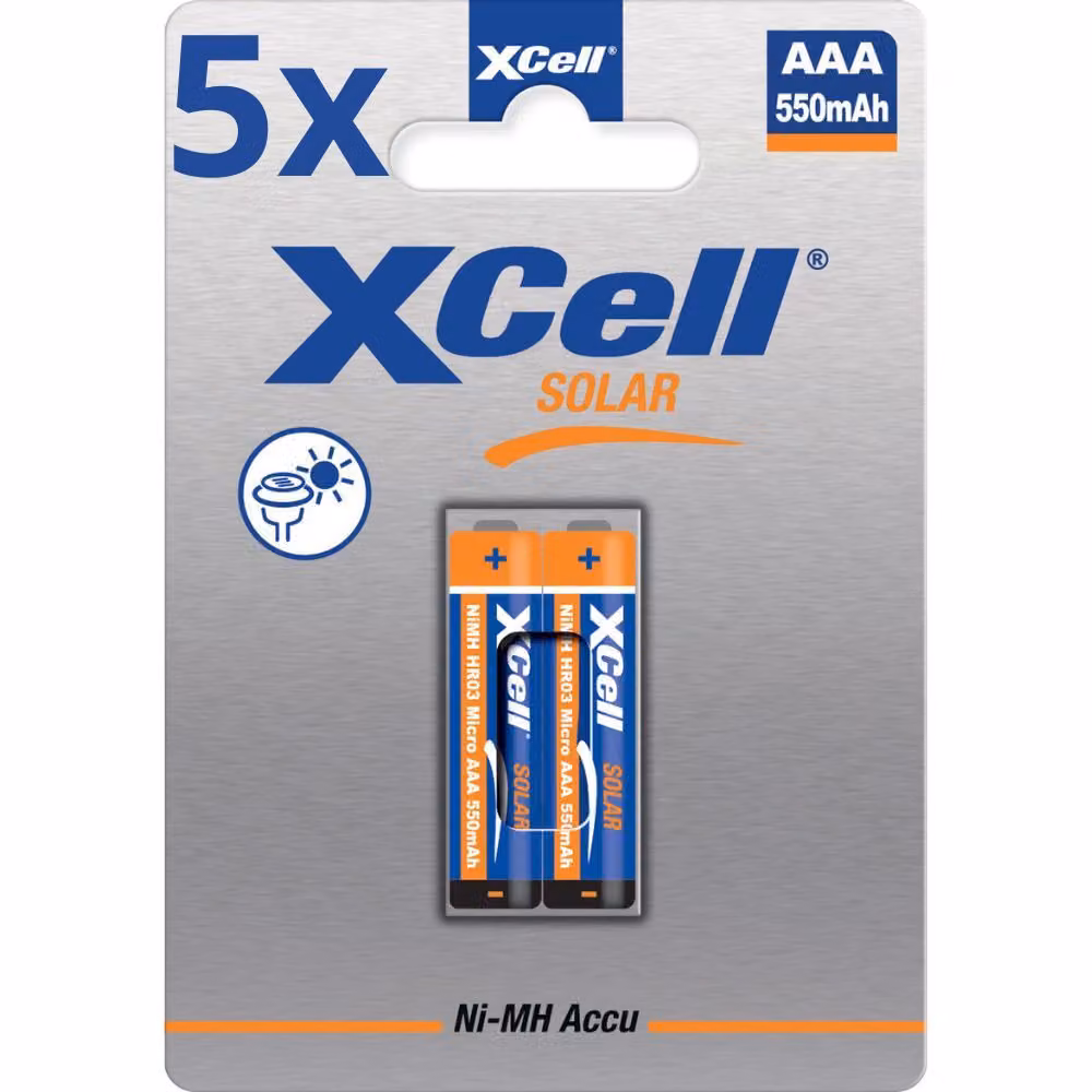 10x batterie ricaricabili XCell Solar X550AA Micro Ni-MH 1,2V 550mAh (5x blister da 2)