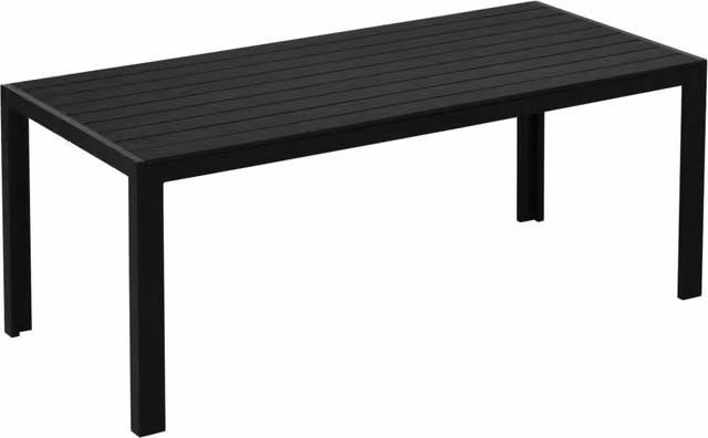 Tavolo da giardino rettangolare WISHDOR in legno composito e alluminio nero opaco L/P/H: 190 x 84,5 x 72 cm