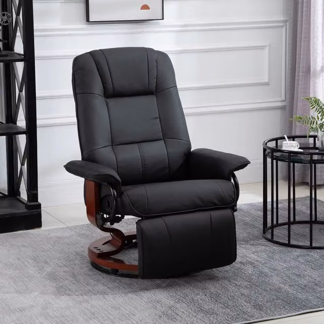 Poltrona Relax REDOM in similpelle nera con braccioli, L: 78 cm, P: 87 cm, H: 100 cm – 1