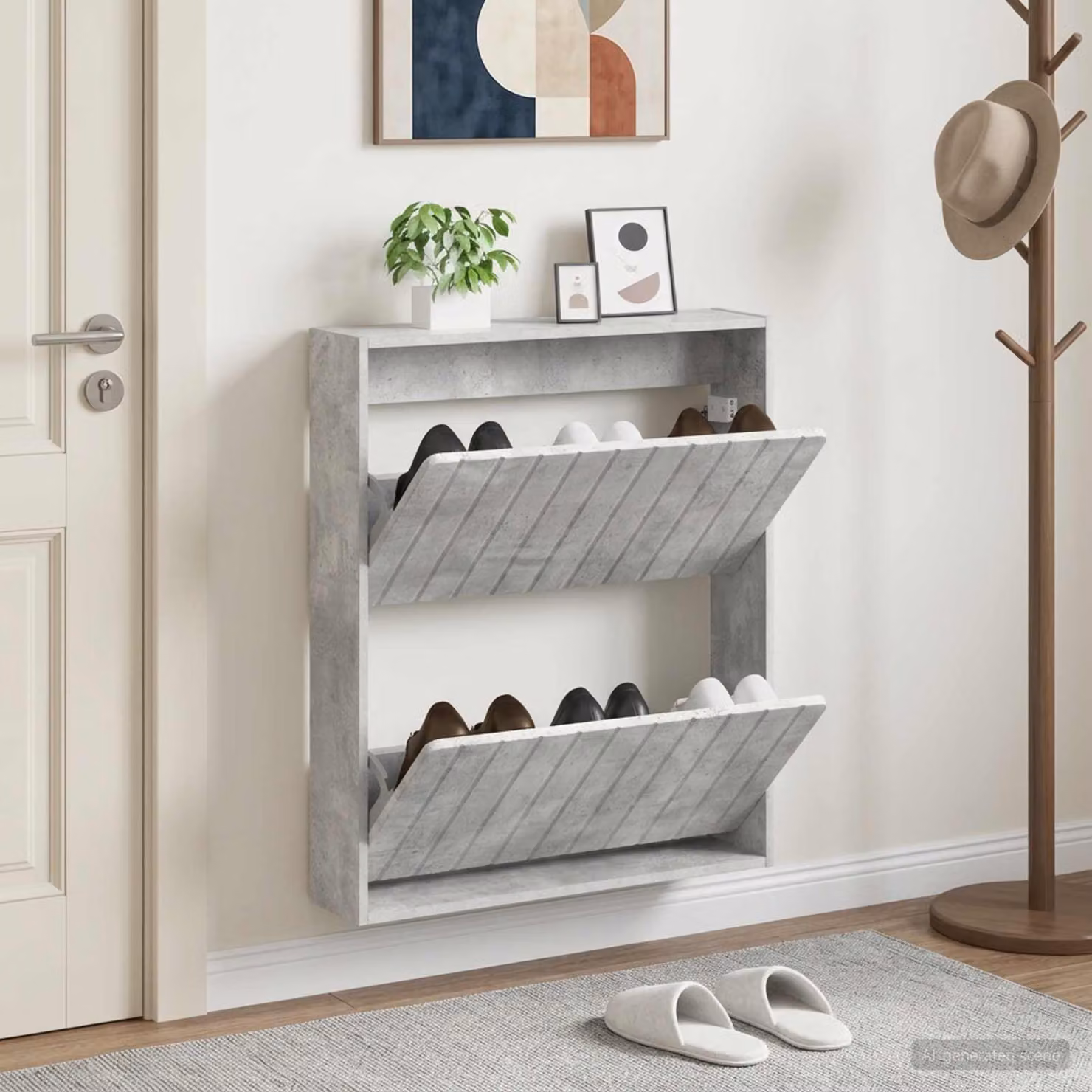 Mobiletto per scarpe da muro vidaXL ZWOLLE grigio, L: 71 cm, P: 17 cm, H: 86 cm