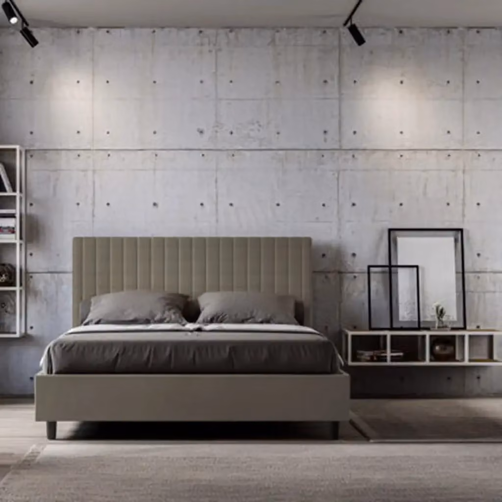 Letto matrimoniale contenitore Sunny Ityhome imbottito in similpelle beige L/P: 160 x 200 cm – 2