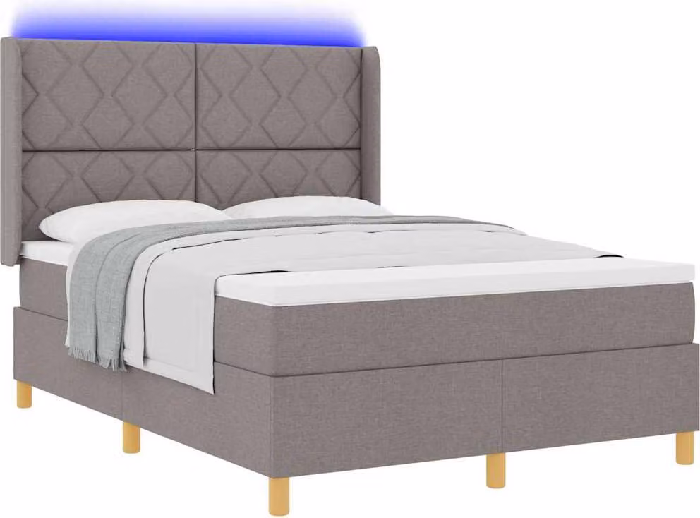 Letto a molle con strisce LED Talpa 160 x 200 cm Tessuto