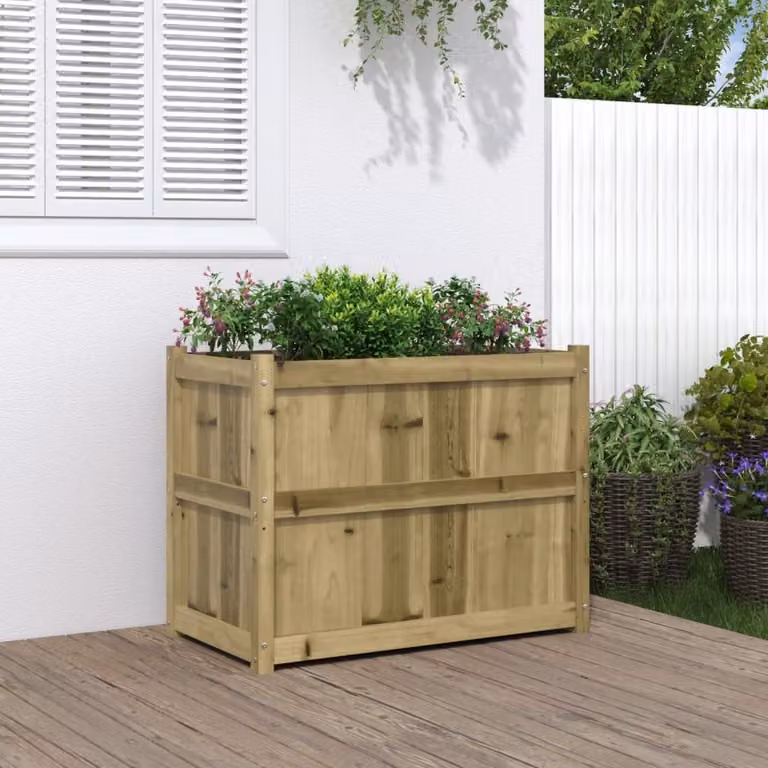 Fioriera da giardino vidaXL in legno di pino marrone L 90 cm, P 50 cm, H 70 cm
