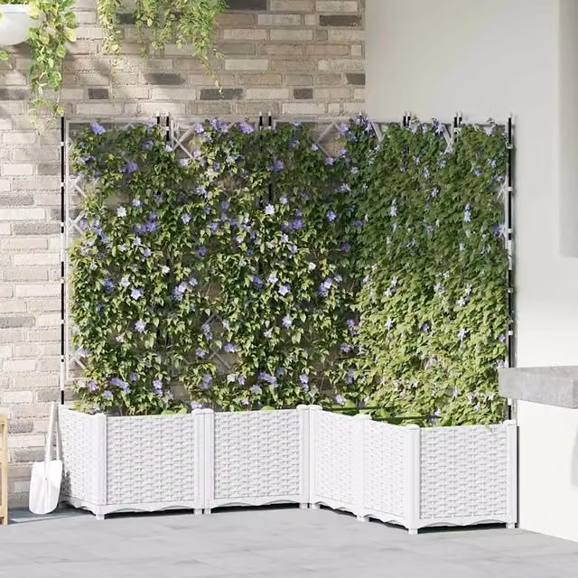 Vaso da giardino 5 pz-Set di 5 Fioriera da Esterno-Contenitore per Piante Bianco 120 x 120 x 143 cm Acciaio
