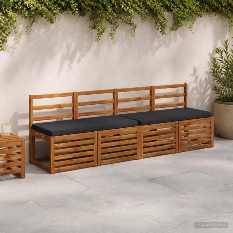 Set di 2 cuscini per panchina vidaXL VUGHT in poliestere nero con rivestimento rimovibile e resistente ai raggi UV