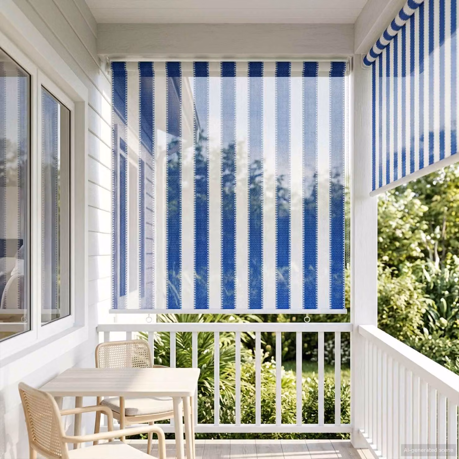 vidaXL Tenda a Rullo Esterno Blocco UV 90% Strisce Blu e Bianche