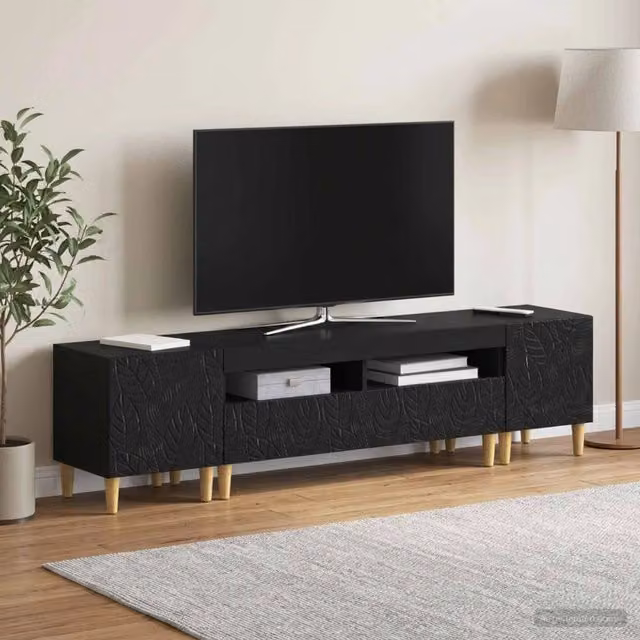 Mobile TV LED a 3 pezzi DELFT Nero Legno ingegnerizzato 3416756