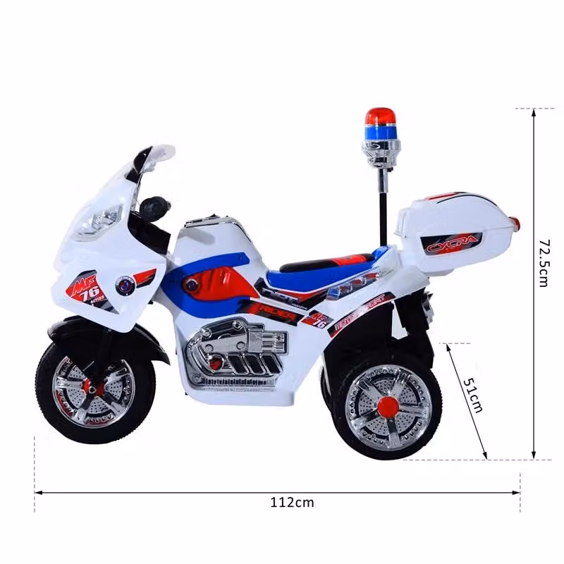 Moto elettrica a 3 ruote per bambini con musica e luci, colore bianco, L 112 x P 51 x H 72.5 cm – 2