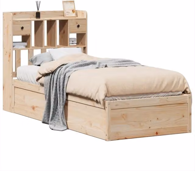 Letto singolo | Letto per adulti | Giroletto senza Materasso 75x190 cm in Legno Massello di Pino
