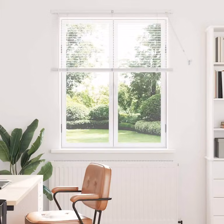 Tenda Veneziana vidaXL in Alluminio Bianco, Semi-trasparente, L: 130 cm, H: 120 cm, Larghezza lamelle: 25 mm