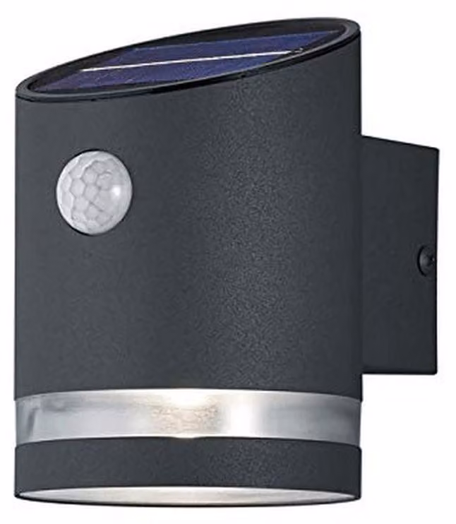 Lampada da esterno solare Salta, colore antracite, LED da 3W, sensore di movimento