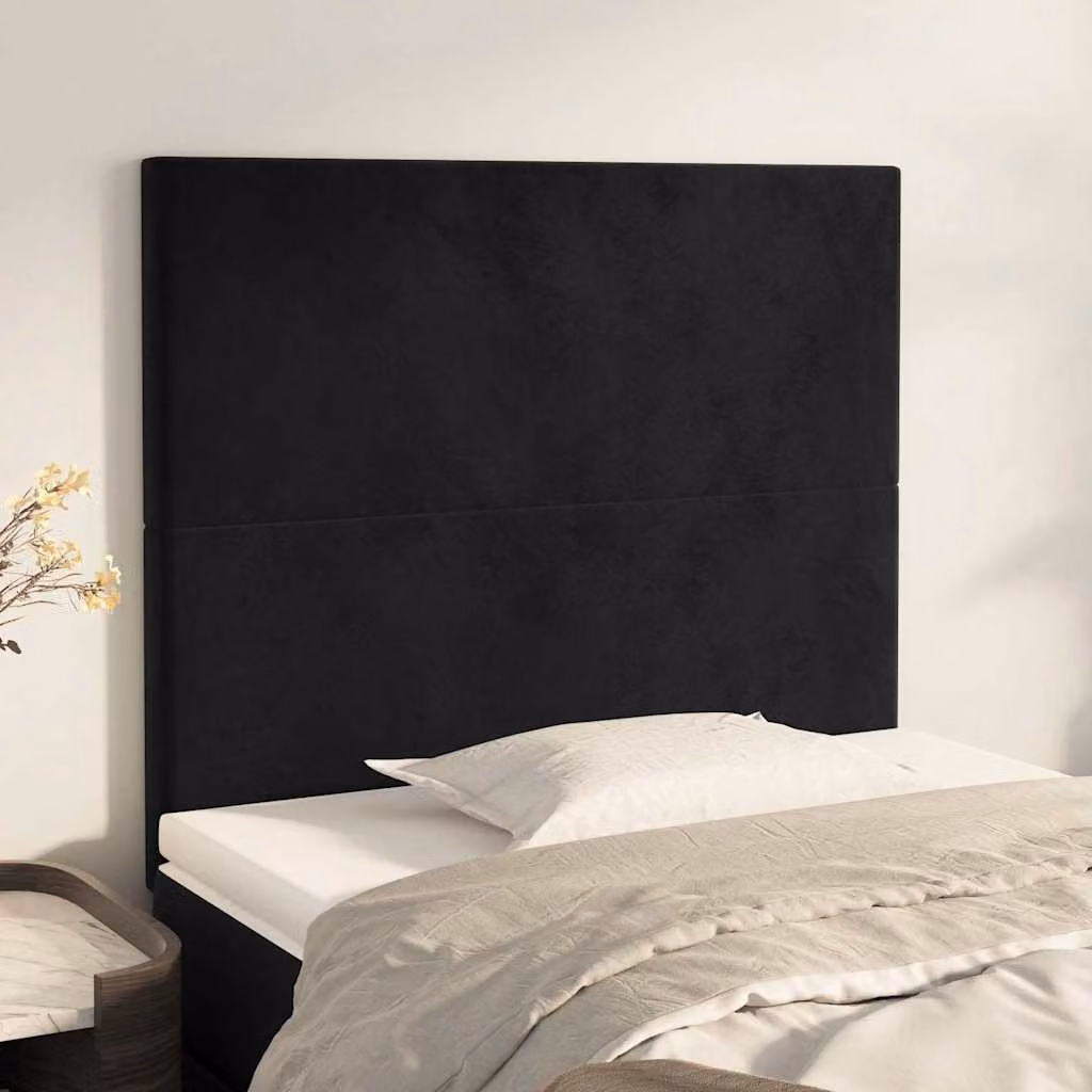 Testiera per letto vidaXL in velluto nero con pannello imbottito L: 100 cm, P: 5 cm, H: 118-128 cm