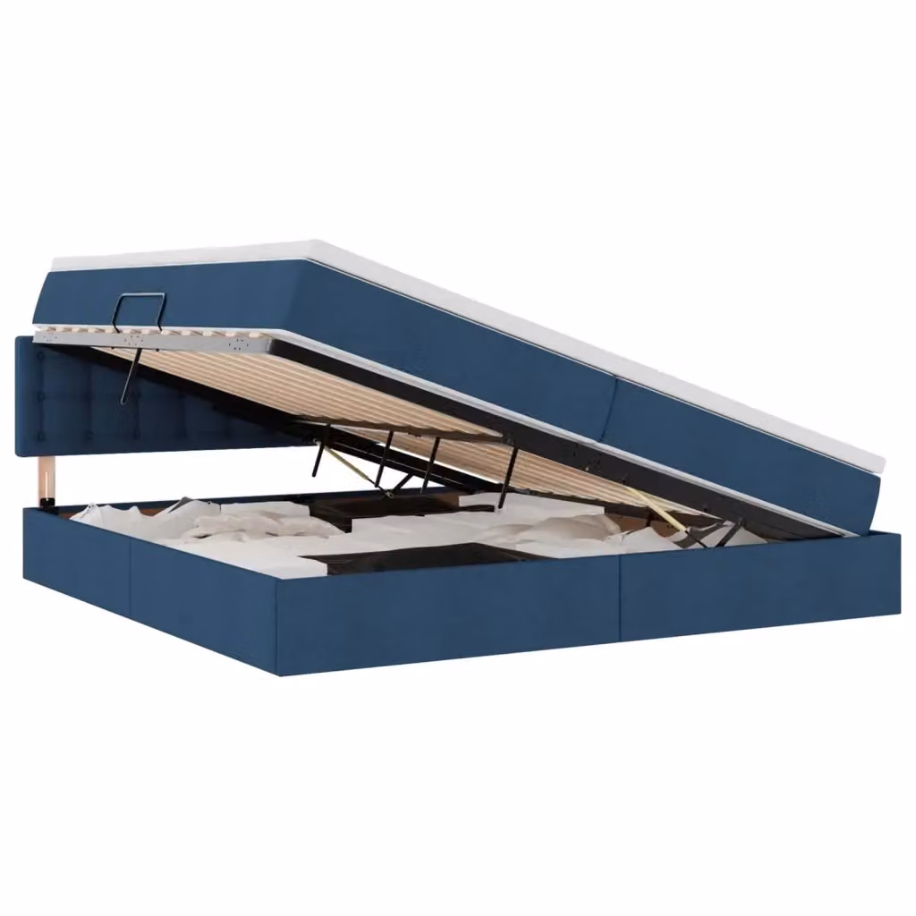Letto con contenitore e materasso blu vidaXL con illuminazione LED e porta USB L/P/H: 200 x 200 x 88 cm – 2