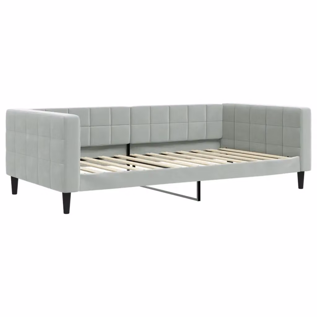 Letto da Giorno Moderno vidaXL Grigio con Struttura Imbottita in Metallo e Legno L: 223 cm, P: 110 cm, H: 68 cm – 2