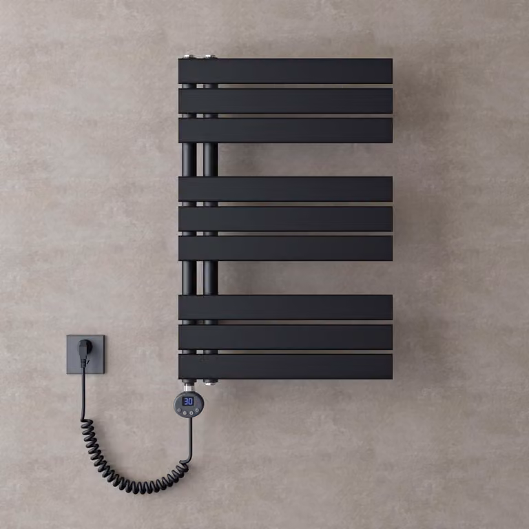 doporro Scaldasalviette Elettrico Bagno con Termostato Digitale e Funzione Timer 76x50cm 600W Antracite, Termoarredo Elettrico Temperatura Regolabile, Radiatore da Parete Verticale - FN