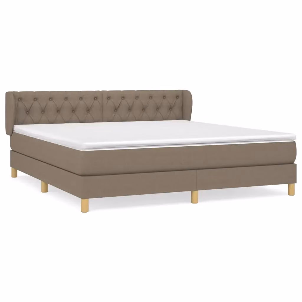 Letto con Giroletto a Molle e Materasso Ibrido vidaXL in Tessuto Beige e Bianco L/P: 160 x 200 cm – 2