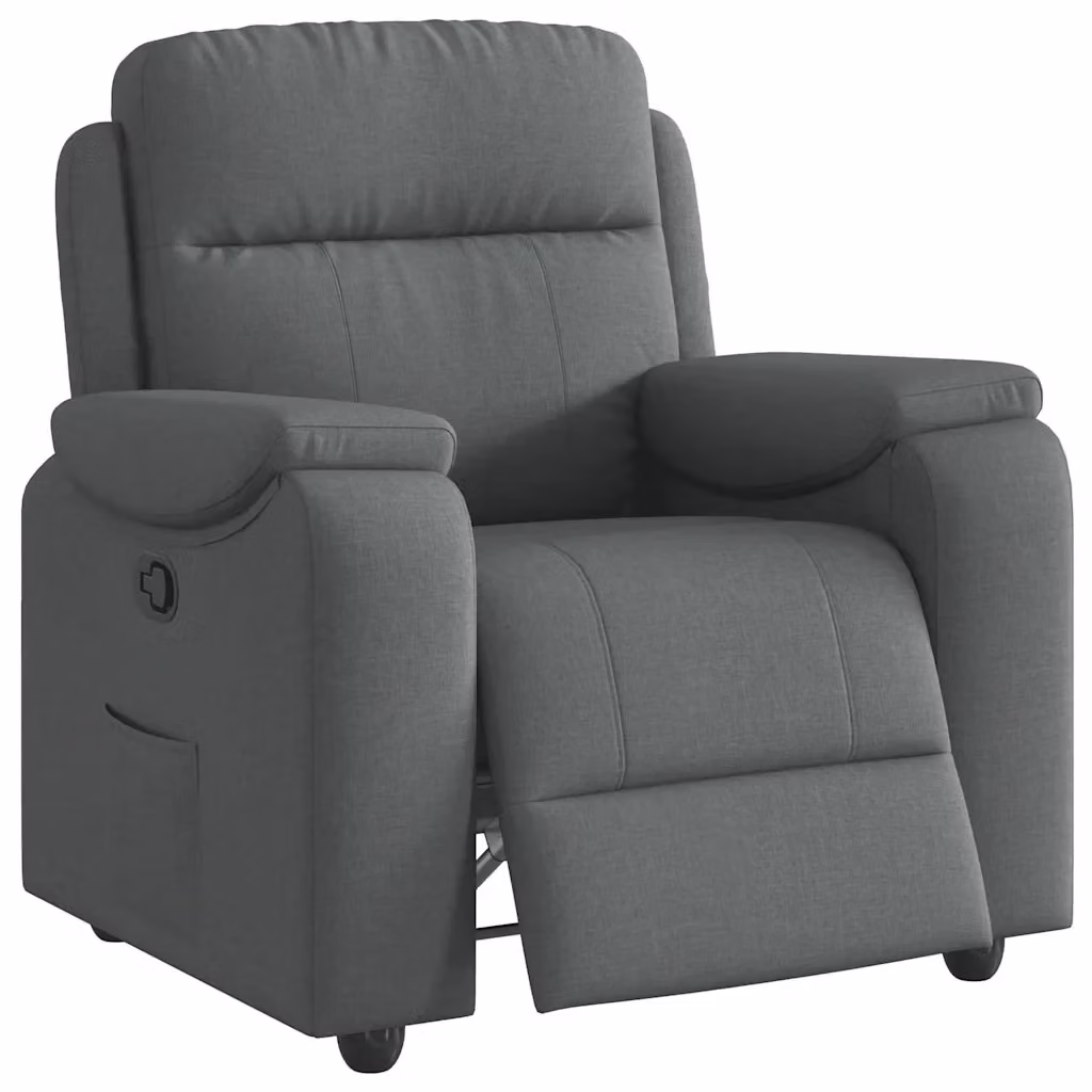 Poltrona reclinabile relax vidaXL in tessuto grigio con braccioli e leva manuale – 2