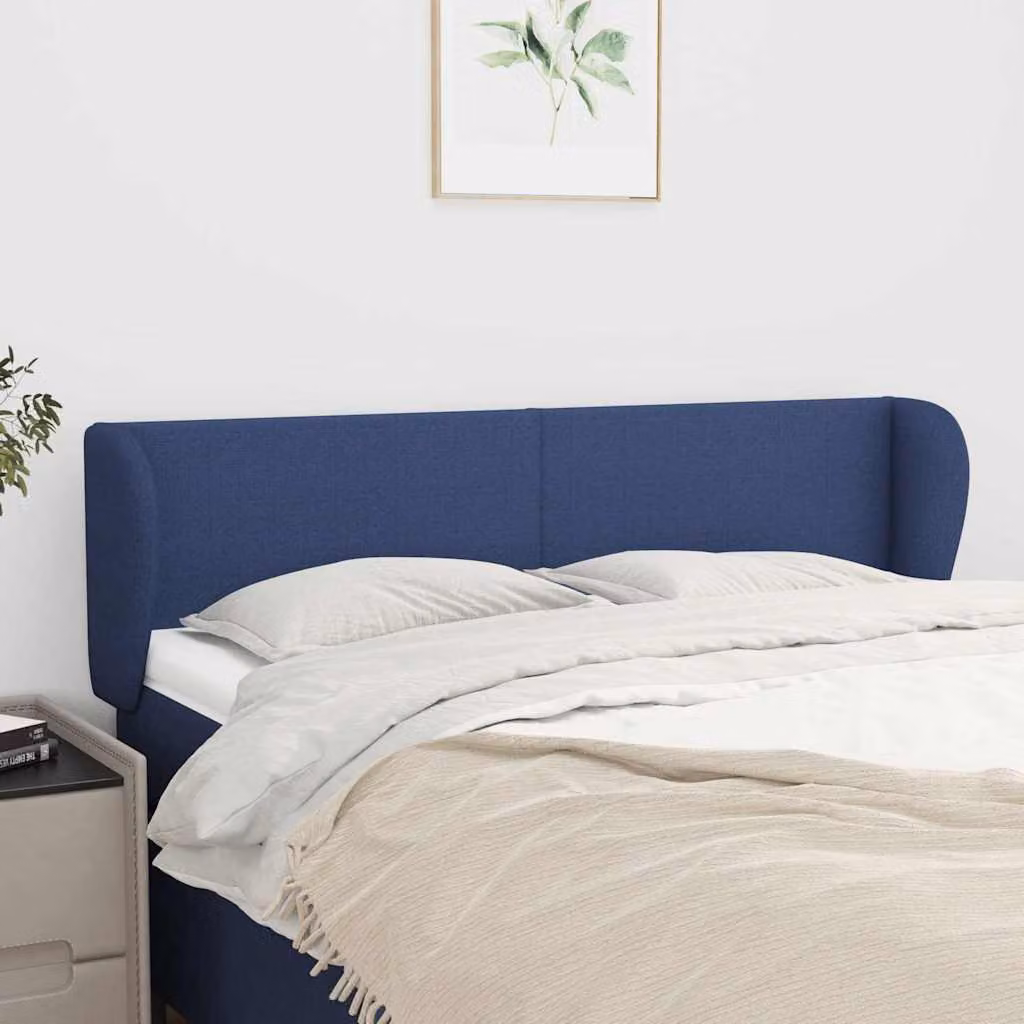 Testiera ad orecchio vidaXL in tessuto blu con struttura in legno L: 147 cm, P: 23 cm, H: 78-88 cm